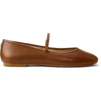 Ralph Lauren para mujer. 802977874002 Merceditas Jayna de piel de napa marrón (39), Plano, Ninguno, Hebilla, Casual, Clásico, Lauren