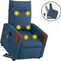 Syfax Sillón reclinable de masaje elevable tela azul