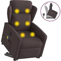 Syfax Silla de masaje reclinable de pie de tela marrón oscuro