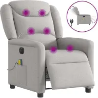 Syfax Sillón reclinable de masaje eléctrico tela gris nube