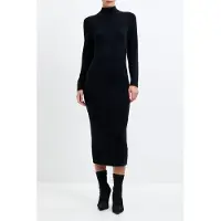 French Connection Babysoft Roll Nk Dress Black Talla: M | Vestidos Midi Outlet | Mujer | Negro