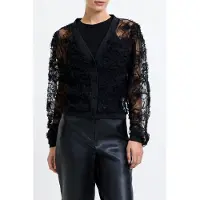 French Connection Applique Mesh Cardigan Black Talla: XS | Manga Larga Outlet | Mujer | Negro
