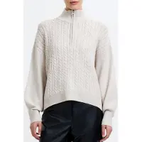 French Connection Babysoft Cable Half Zip Oatmeal Mel Talla: L | Sudaderas con Capucha Outlet | Mujer