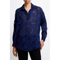 French Connection Burnout Satin Popover Midnight Talla: 10 | Manga Larga Outlet | Mujer