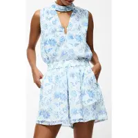 French Connection Serenity Hallie Crinkle Short Cream/blue Talla: XS | Mini Faldas Outlet | Mujer | Blanco