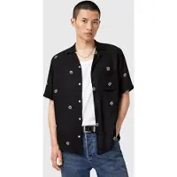 AllSaints Fleur Peace Ss Shirt Jet Black Talla: M | Camisas Casuales Outlet | Hombre | Negro