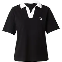 Karl Lagerfeld Ikon Patch Polo T-shirt Black Talla: XS | Camisetas de Seda Outlet | Mujer | Negro