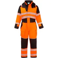 Portwest Traje de protección para invierno + impermeable Pw3 Fr Modaflame Hv - Talla S - Naranja/Negro -