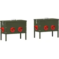 vidaXL Comedero para gallinas, color verde oliva, 2 unidades, 42 x 20,5 x 33 cm, capacidad de 15 kg