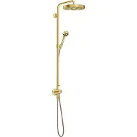 Axor One, columna de ducha con termostato y rociador de techo de 280 mm, 1 chorro, latón cepillado