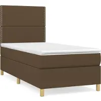Syfax Cama box spring con colchón tela marrón oscuro 90x190 cm
