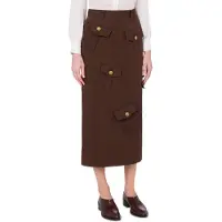 Moschino Military Twist Gabardine Skirt Brown Talla: 40 | Faldas Midi Outlet | Mujer | Marrón