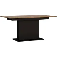 Wójcik Mesa de comedor Brolo, 160x76x90 cm, mesa extensible para comedor, roble/negro
