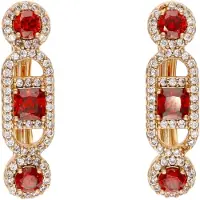 Faina Pendientes oro rosa / rojo / transparente
