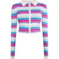 Mymo Cárdigan 'Blonda' azul oscuro / lila / cyclam / blanco