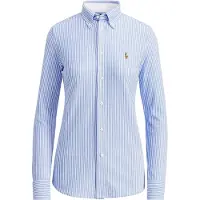 Ralph Lauren para mujer. 211664416002 Camisa Oxford de punto con rayas azul (S), Casual, Algodón, Manga larga, outlet