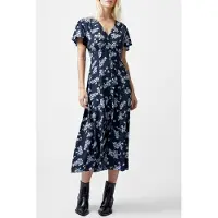 French Connection Raquel S/s V Nk Dress Navy Talla: 6 | Vestidos Midi Outlet | Mujer | Azul