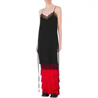 Moschino Ruffles Mania Enver Satin Dress Black Talla: 46 | Vestidos Maxi Outlet | Mujer | Negro