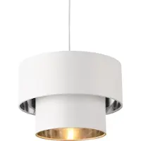 Lux.pro Lámpara colgante Lopar, casquillo E27, lámpara de techo colgante, 30 cm, metal, tela, blanco y plateado