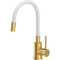 Quadron Grifo de cocina MAGGIE SteelQ, mezclador de 360°, color: blanco, altura: 38 cm. Función QFix, grifo de acero inoxidable para cocina