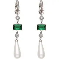 NAEMI Pendientes verde / plata / transparente / blanco perla
