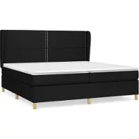 Syfax Cama box spring con colchón tela negro 200x200 cm