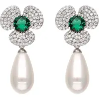 Faina Pendientes verde / transparente / blanco perla