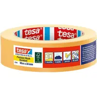 TESA Professional 4344, Cinta de enmascarar universal, Papel, Naranja, Metal, Plástico, Goma, Madera, Uso general, Versátil