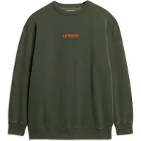 Superdry para hombre. M2013734A Sudadera suelta de cuello redondo con micrologotipo estampado verde (XXL), Casual, Algodón, outlet