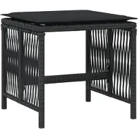 vidaXL Juego de mesa y sillas de jardín de 15 piezas con cojines, color negro, fabricado en polirratán