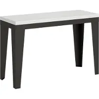 Itamoby - Mesa extensible 120/200 x 45/90 cm, diseño "Flame", madera de fresno en color blanco, estructura en color antracita