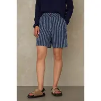Kings Of Indigo Bangja Linen Navy Stripe Talla: 26 | Pantalones Cortos Outlet | Mujer | Blanco
