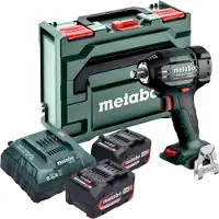 Metabo Atornillador de impacto a batería SSW 18 LTX 550 BL 18 V 550 Nm sin escobillas + 2 baterías de 4,0 Ah + cargador + metaBOX