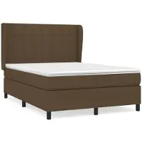 Syfax Cama box spring con colchón tela marrón oscuro 140x200 cm