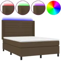 Syfax Cama box spring colchón luces LED tela marrón oscuro 140x200cm