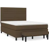 Syfax Cama box spring con colchón tela marrón oscuro 140x200 cm