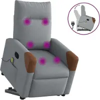 Syfax Sillón de masaje reclinable de pie de tela gris claro