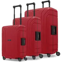 Redolz Set de maletas Essentials 15 de 4 ruedas, 3 piezas, con cierre de tres puntos rojo