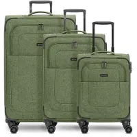 Redolz Essentials 12 THREE SET 4 ruedas Juego de maletas 3 piezas Con asa expansible verde