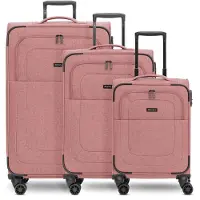 Redolz Essentials 12 THREE SET 4 ruedas Juego de maletas 3 piezas Con asa expansible rosa