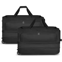 Redolz Juego de 2 bolsas de viaje Duffle Essentials con 2 ruedas, L+L, con asa expansible negro
