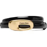 Calvin Klein Oval Buckle Shiny Belt Black/tumbled Deep Gold Talla: 80 | Cinturones Outlet | Mujer | Amarillo