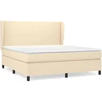 vidaXL Cama con somier y colchón de color crema, 180x200 cm, tapizada en tela