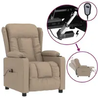 vidaXL Sillón reclinable eléctrico, color cappuccino, tapizado en cuero sintético
