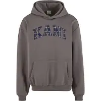 Karl kani Sudadera 'Serif' azul oscuro / gris oscuro / blanco
