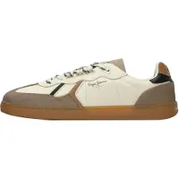 Pepe Jeans para hombre. PMS000028 Zapatillas de Piel Ball Mood blanco roto (42), Plano, Cordones, Casual, outlet 2026.