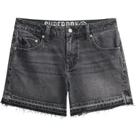 Superdry para mujer. W7110449A Pantalón corto de talle medio negro (28), Casual, Algodón, Denim, outlet 2026.