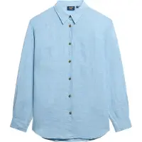 Superdry para mujer. W4010463A Camisa informal de lino con corte boyfriend azul (S), Casual, Manga larga, outlet 2026.