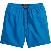 Superdry para hombre. M3010246A Bañador bordado Premium de 43,2 cm azul (M), Beachwear, Poliéster Reciclado, Sostenible, outlet 202