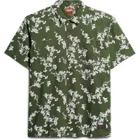 Superdry para hombre. M4010793A Camisa de playa de manga corta verde (XXL), Casual, Algodón, outlet 2026.